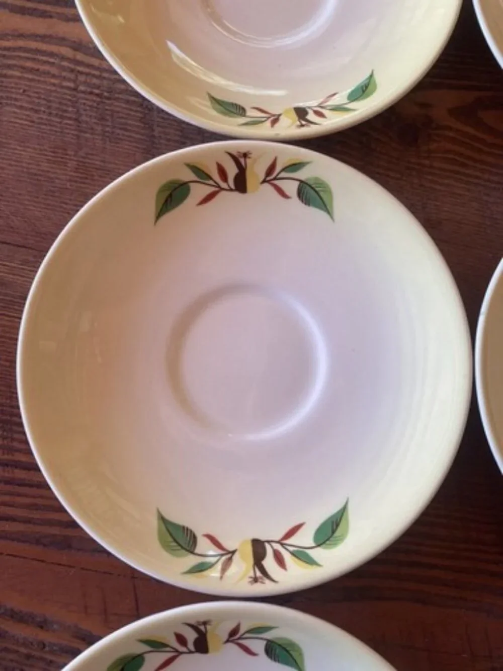 6 Teacup Saucers Taylor Smith Taylor Swiss Provincial 6” Yellow Antique 1952